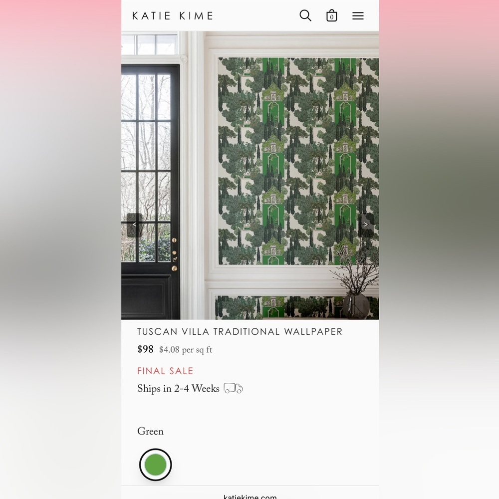 NWT Katie Kime Tuscan Villa Traditional Wallpaper | Single Roll 24” x 144” - Picture 4 of 7